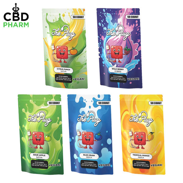 THE PLUG BY CBD PHARMA D8 + D9 GUMMIES 5000MG/50CT/PK