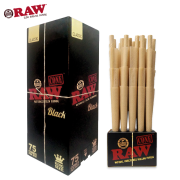 RAW BLACK CLASSIC PRE-ROLLED CONES 75CT/PK