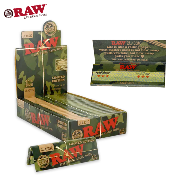 RAW CLASSIC 1¼ ROLLING PAPERS 50CT/24PK  ( CAMO LIMITED EDITION )