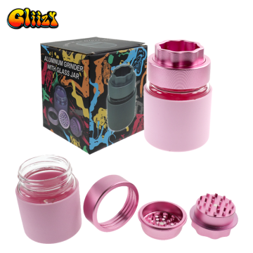 GLIIZY 4-PIECE 63MM GLASS STORAGE ALUMINUM HERB GRINDER  