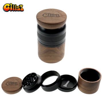 GLIIZY 5-PIECE 63MM WOODEN ALUMINUM HERB GRINDER 