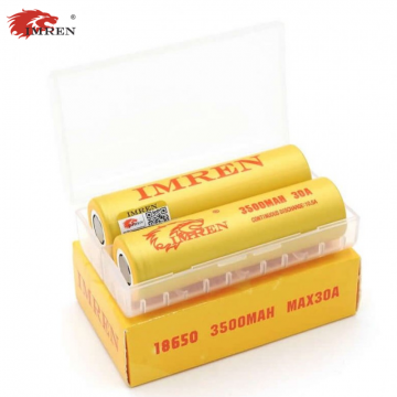 IMREN 18650 3500mAh 30A Li-ion RECHARGEABLE BATTERY 2CT/PK