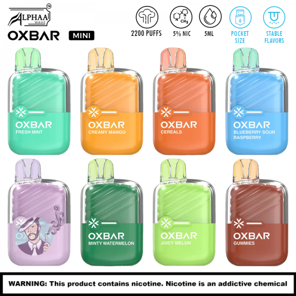 OXBAR X ALPHAA WAVE MINI 2200 PUFFS DISPOSABLE VAPE 10CT/DISPLAY