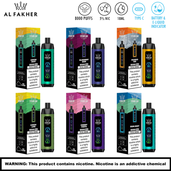 AL FAKHER CROWN BAR PRO 8000 PUFFS DISPOSABLE VAPE 10CT/DISPLAY