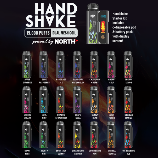 HANDSHAKE POWERED BY NORTH 15000 PUFFS DISPOSABLE VAPE 5CT/DISPLAY