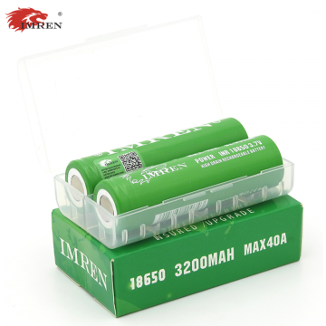 IMREN 18650 3200mAh 40A Li-ion RECHARGEABLE BATTERY 2CT/PK (POINTY TOP)