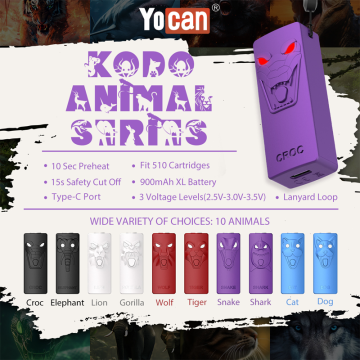 YOCAN KODO ANIMAL SERIES 510 THREAD VAPE BATTERY PACK 10CT/PK