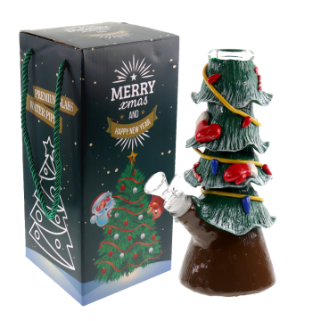 10 IN CHRISTMAS HOLIDAY FLORAL TREE GLASS  WATER PIPE