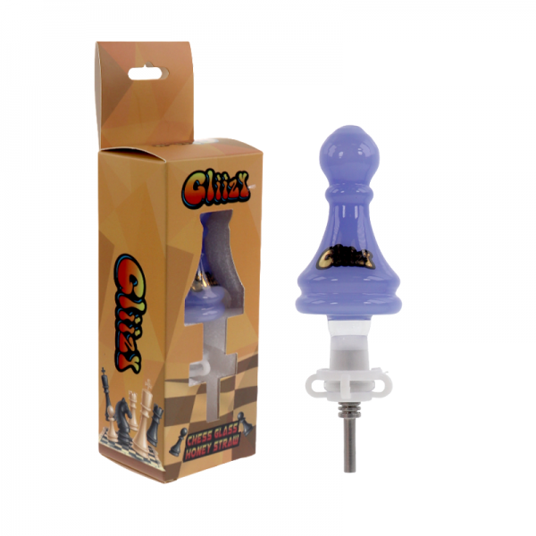 4 IN GLIIZY CHESS HONEY STRAW GLASS NECTAR COLLECTOR