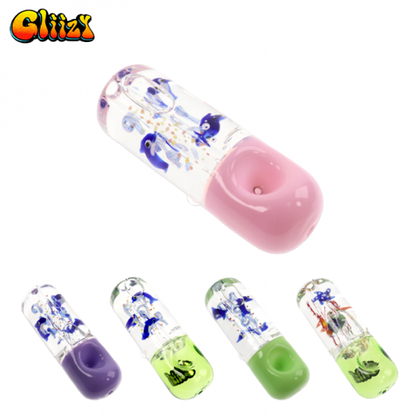 5 IN GLIIZY FISH 3D GLYCERIN GLASS HAND PIPE