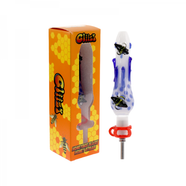 5 IN GLIIZY HONEYBEE STRAW GLASS NECTAR COLLECTOR