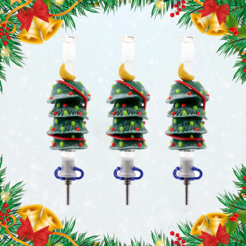 6 IN 10MM MALE CHRISTMAS TREE GLASS NECTAR COLLECTOR 3CT/PK