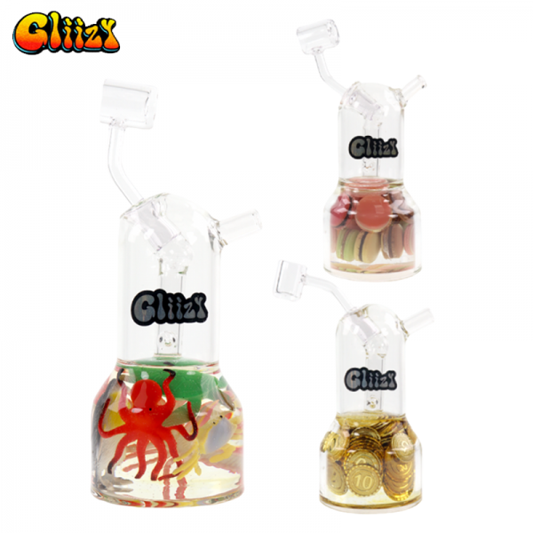 6 IN GLIIZY DAB RIG MINI GLASS WATER PIPE - ASSORTED DESIGN