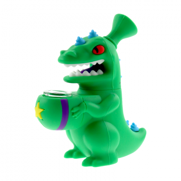 6 IN GREEN DINOSAUR SILICONE WATER PIPE