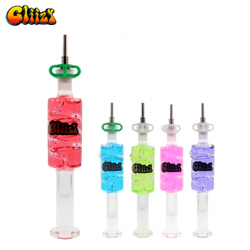 7 IN GLIIZY HONEY STRAW COIL PERCOLATOR GLASS NECTAR COLLECTOR