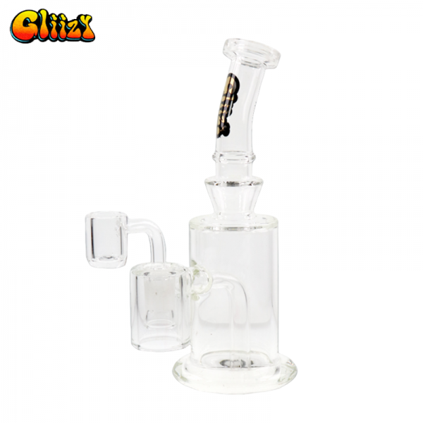 8 IN GLIIZY DAB RIG W/RECLAIMER SET CLEAR GLASS WATER PIPE