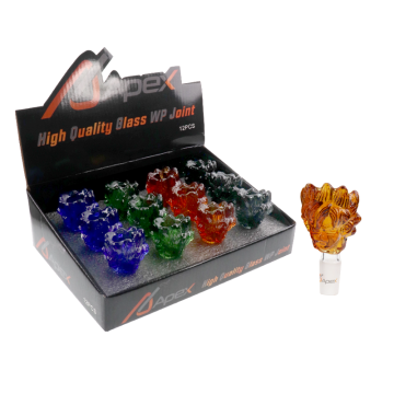 APEX FANCY 14mm MALE GLASS PIPE BOWL 12CT/DISPLAY