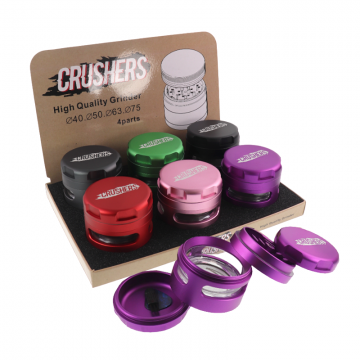 CRUSHERS 4-PIECE 70MM METAL HERB GRINDER 6CT/ASSORTED DISPLAY