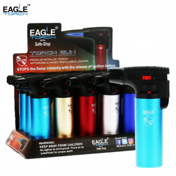 EAGLE GUN METAL BUTANE TORCH LIGHTERS 15CT/DISPLAY