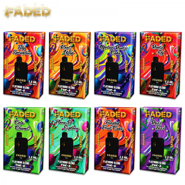 FADED PLATINUM BLEND THC-A + LIVE RESIN DELTA DISPOSABLE VAPE 8.8ML/5CT/PK