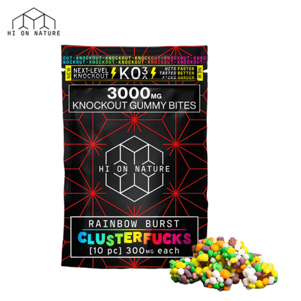 HI ON NATURE KNOCKOUT 3 CLUSTERFUCKS GUMMIES 3000MG/10CT/PK