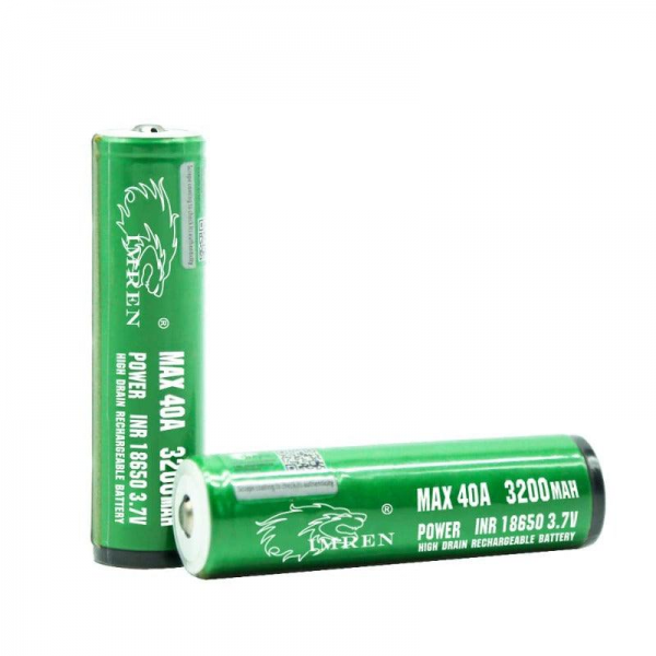 IMREN 18650 3200mAh 40A Li-ion RECHARGEABLE BATTERY 2CT/PK (POINTY TOP)