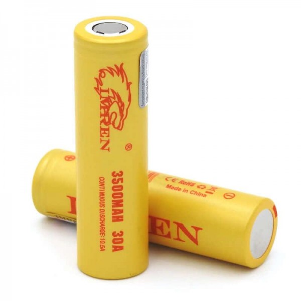 IMREN 18650 3500mAh 30A Li-ion RECHARGEABLE BATTERY 2CT/PK