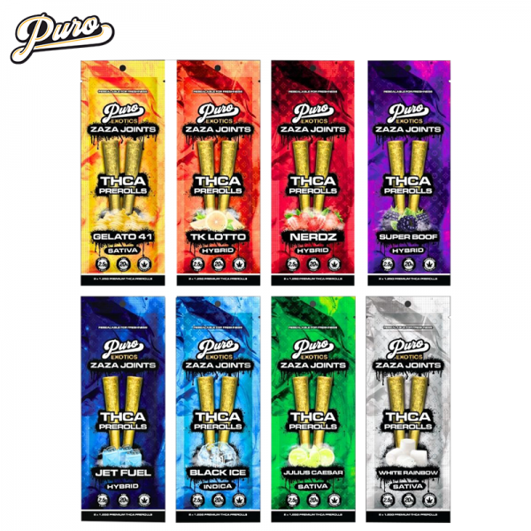 PURO EXOTICS ZAZA JOINTS THC-A PRE ROLLS 2.5GM/2CT/10PK