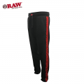 RAW BLACK SWEATPANTS W/RED SIDE LOGO 