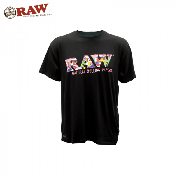 RAW MULTI FLAG BLACK T-SHIRT