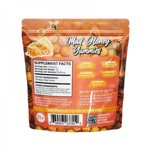 STONED MAD HONEY MUSHROOM GUMMIES 10,000MG/10CT/10PK