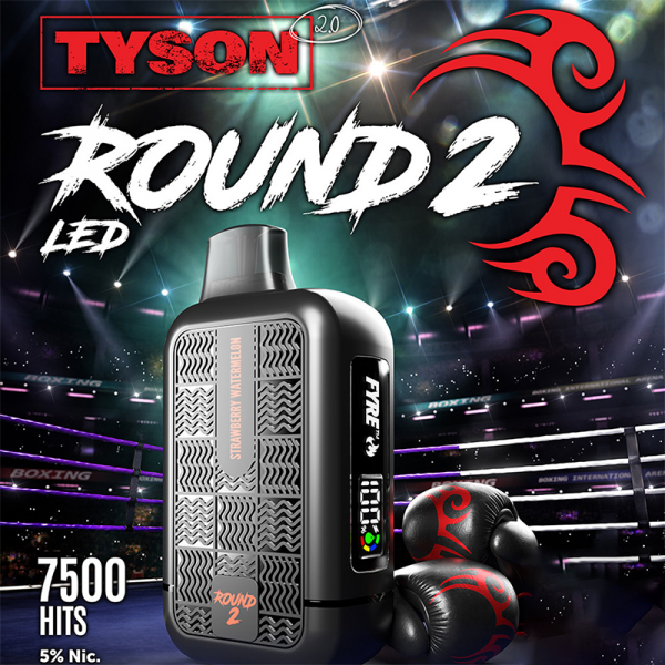 TYSON 2.0 ROUND 2 7500 PUFFS DISPOSABLE VAPE 10CT/DISPLAY