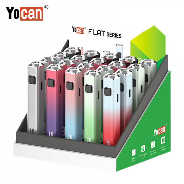 YOCAN FLAT SERIES 510 THREAD VAPE BATTERY 20CT/ASSORTED DISPLAY