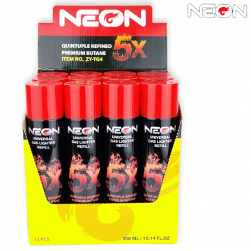 NEON 5X ULTRA REFINED BUTANE FUEL LIGHTER REFILL GAS 300ML/12CT/BOX