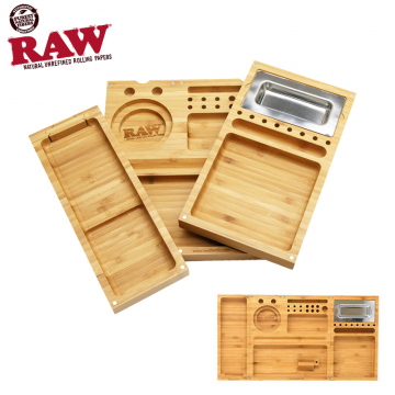 RAW TRIPLE FLIP BAMBOO MAGNETIC ROLLING TRAY