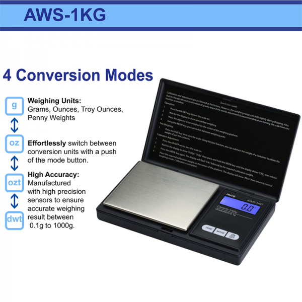 AWS-1KG X 0.1G DIGITAL POCKET SCALE